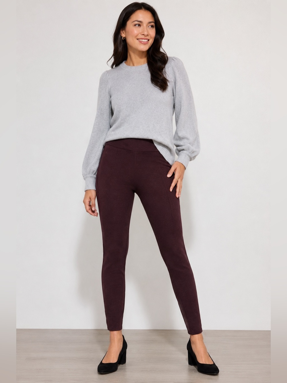 NWT Loft Burgundy Ponte Leggings Medium Minimalist Casual Feminine Travel Work